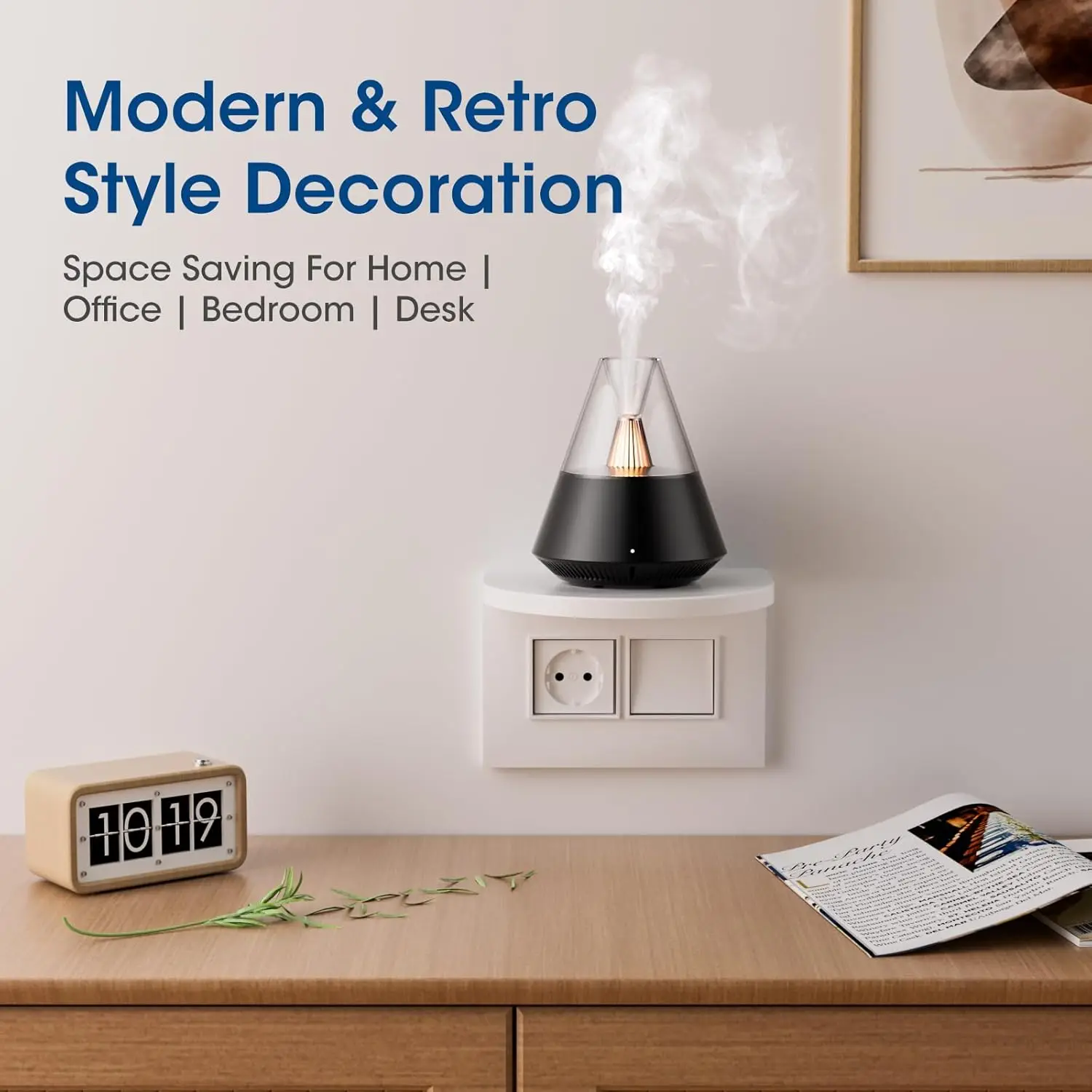 Modern Aromatherapy Essential Oil Diffuser with Candle Flicker Light and Remote Control