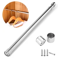 Wardrobe Rail Extendable Clothing Rail 56-100cm Stainless Steel Clothes Rod with End Sockets Screws Adjustable Closet Rail Pole 1