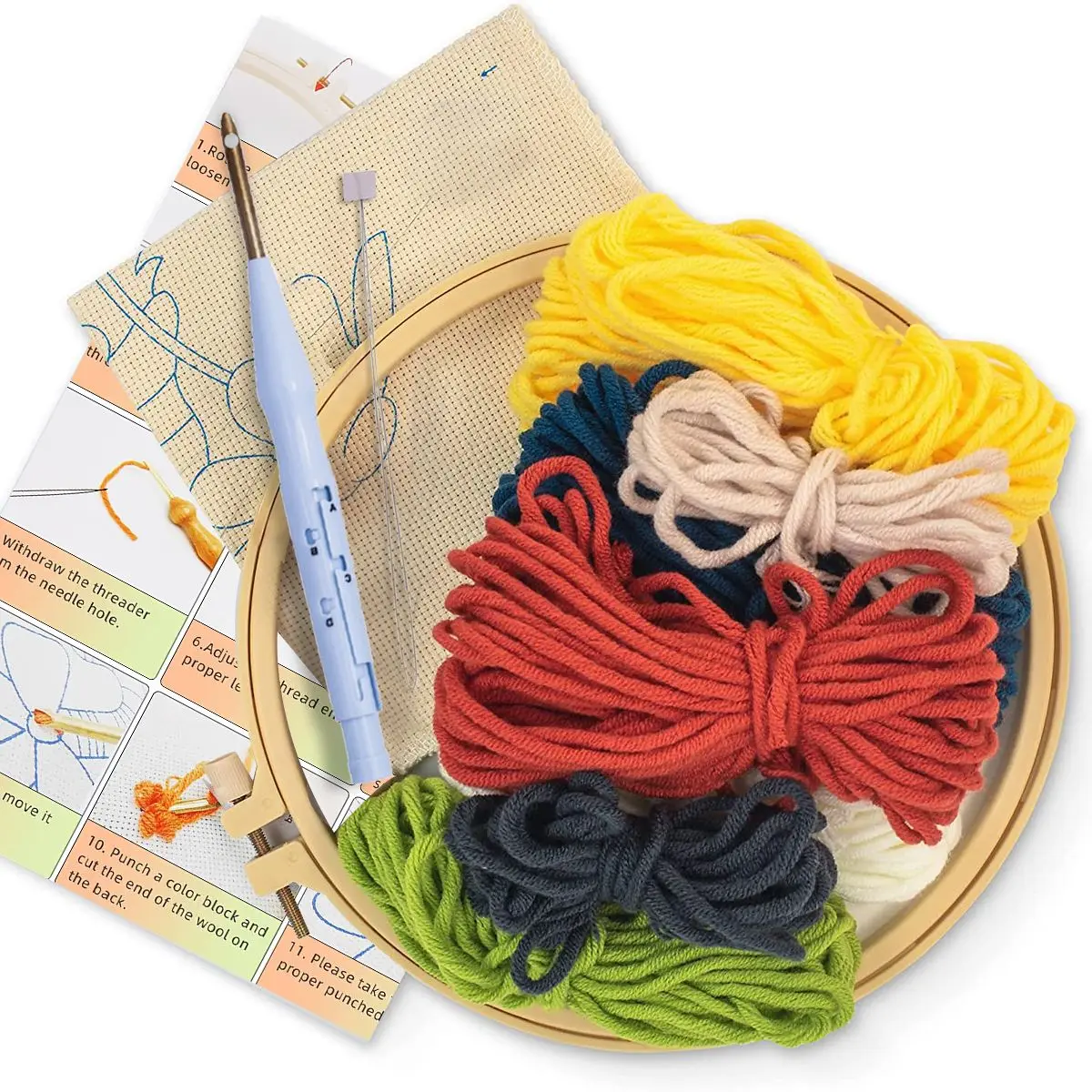 Punch Needle Kit by VelmoraMart – Beginner-friendly punch needle embroidery kit for DIY crafts, handmade art projects, and creative embroidery designs