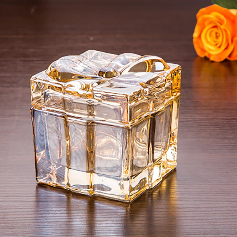 

Современная стеклянная банка для хранения, прозрачная квадратная декоративная банка для конфет в гостиную, для спальни, Настольный органайзер для ювелирных изделий, украшение для дома