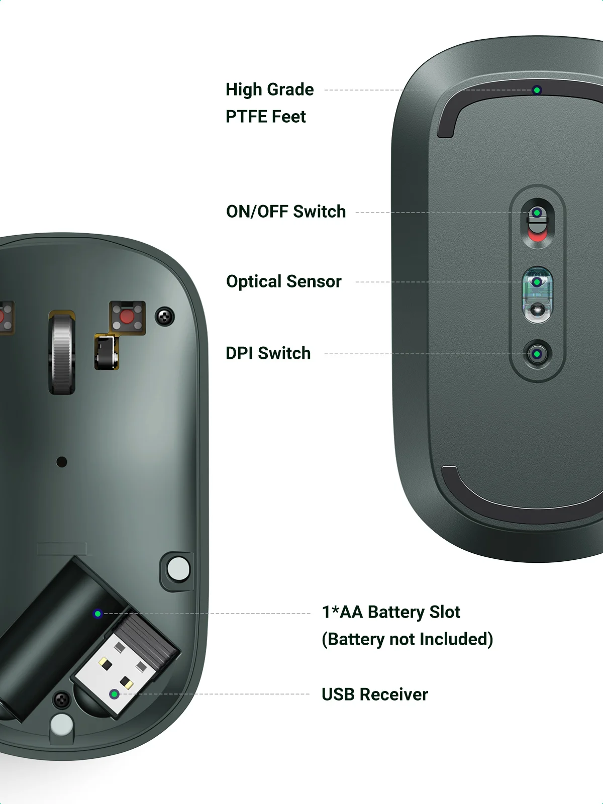 ugreen mouse sem fio dpi clique em silêncio para macbook pro ipad ar tablet computador portátil pc mouse sem fio