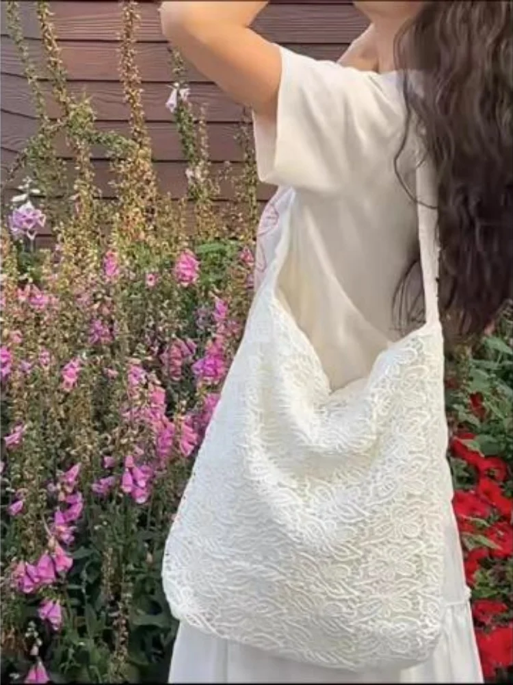 Sweet Lace Summer 2024 Casual Large Capacity Handbag Tote Bags Women Commute Shoulder Bag