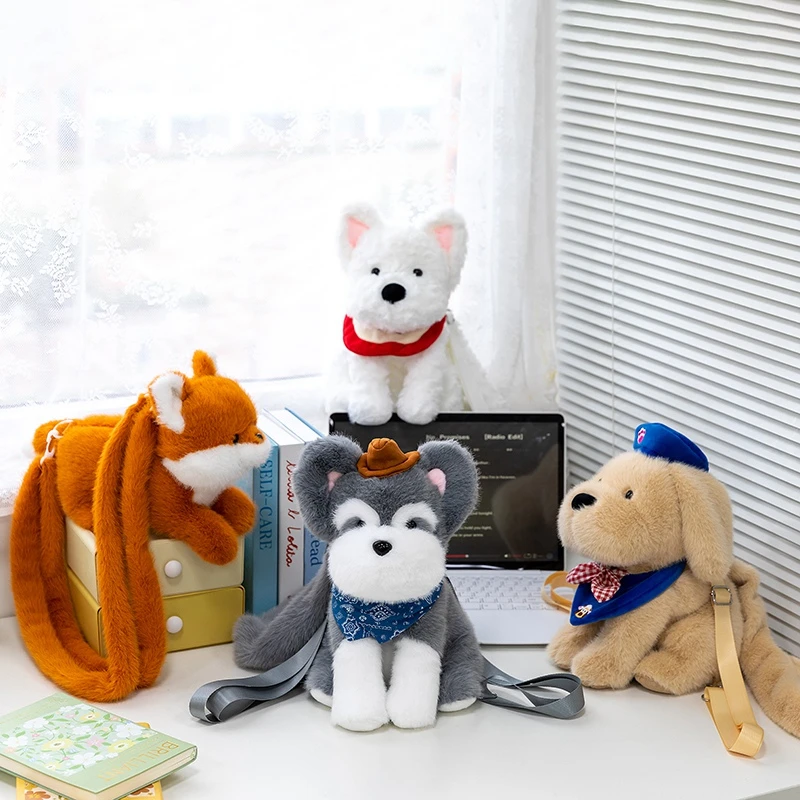 Hot Schnauzer Dogfox Backpack Super Soft Fashionable Decoration Shoulder Bag Kids Cartoon Animals Dolls Christmas Halloween Gift