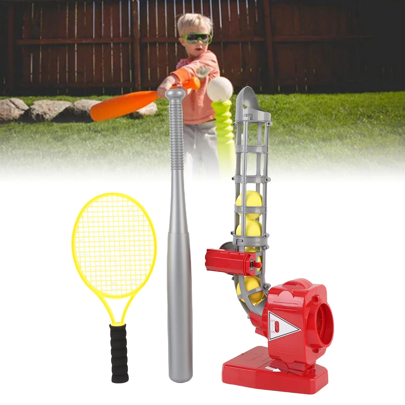 2 in 1 Baseball Tennis Pitcher Auto Pitching Machine Set with Baseballs ...