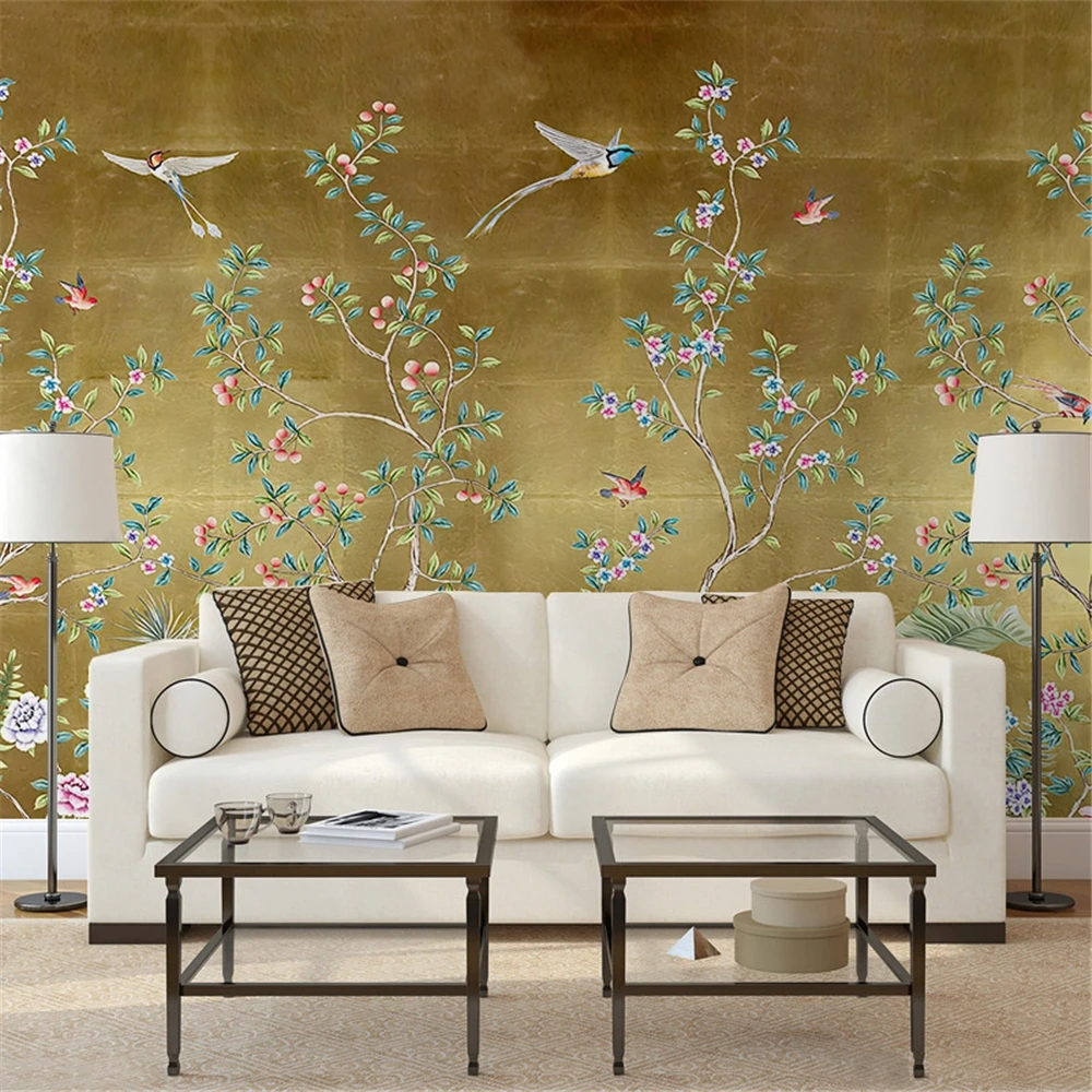 Personalizado Americano Retro Flor Pássaro Quarto Papel de Parede Sala Estar Varanda Mural Arte Casa tv Fundo 3d Cobrindo