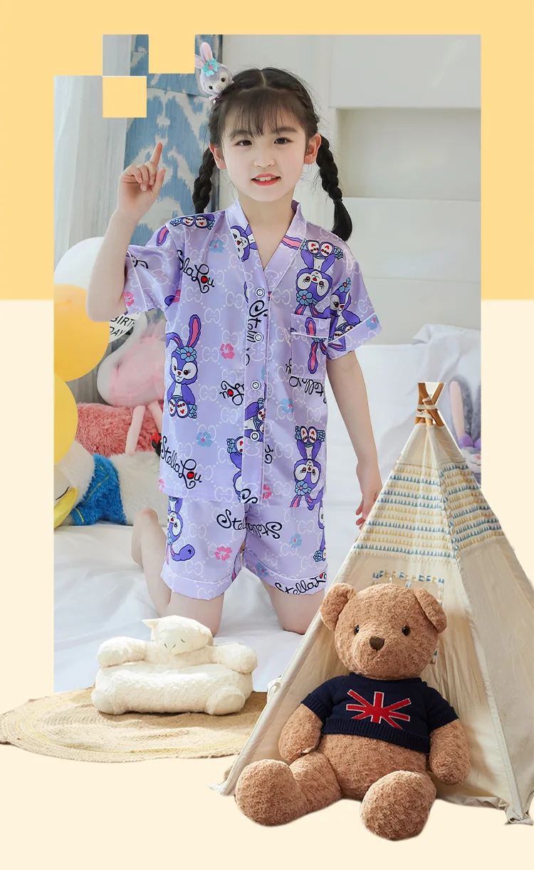 ميكي ماوس الأطفال الجليد بيجامة من الحرير مجموعة ملابس خاصة الفتيات الصيف  رقيقة قصيرة الأكمام ثوب الكيمونو الياباني الأولاد ملابس الطفل - AliExpress