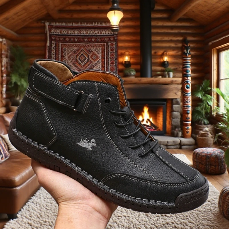 New Handmade Men Boots Casual Men Shoes Design Sneakers 2025 Fashion Man Breathable Soft Sole Flat Shoes Trekking Fall Hot Sale
