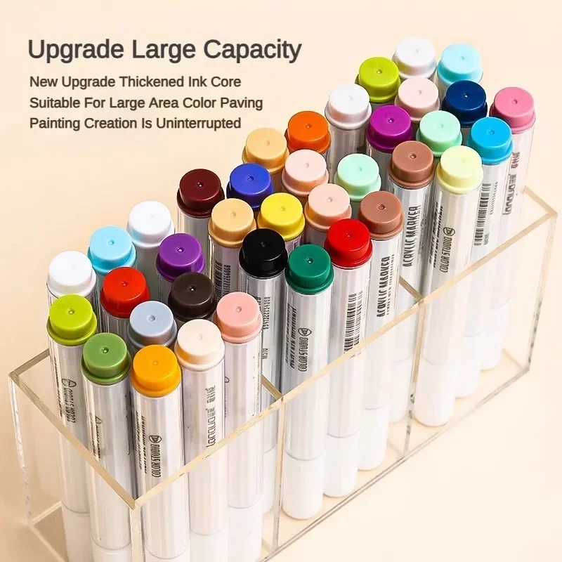 9/16 2 Colors Acrylic Paint Art Marker Pen DIY Painting Drawing Card Ceramic Stone Mug Glass Fabric Clothes Art Supplies acrylic paint markers paint marker pen paint marker pens art marker pens art markers
