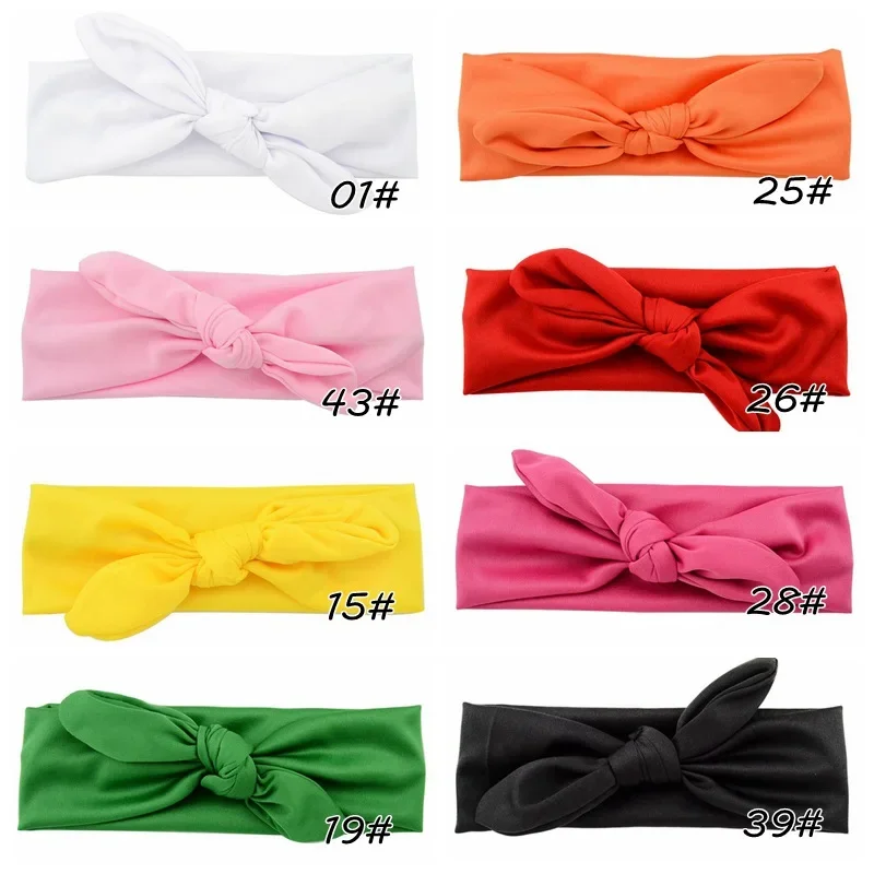 2024 New Baby Nylon Headband Soft Rabbit Bowknot Turban Hair Bands for Children Girls Elastic Headwrap Hair Accessories 6