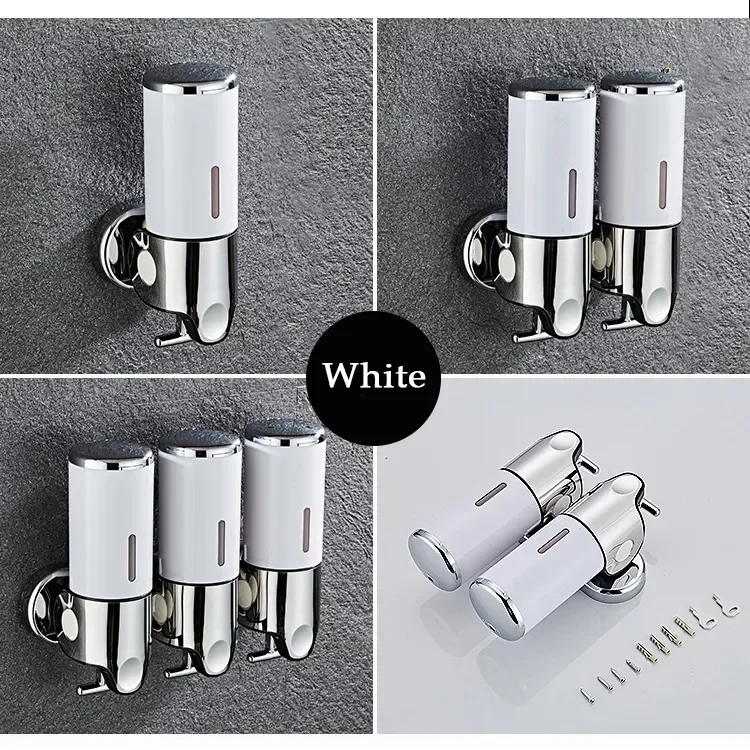

3 Heads Selection Bathroom Punch Mount ABS Luxury Wall Shampoo Soap for 1500ml Electroplated Accessories Dispenser
