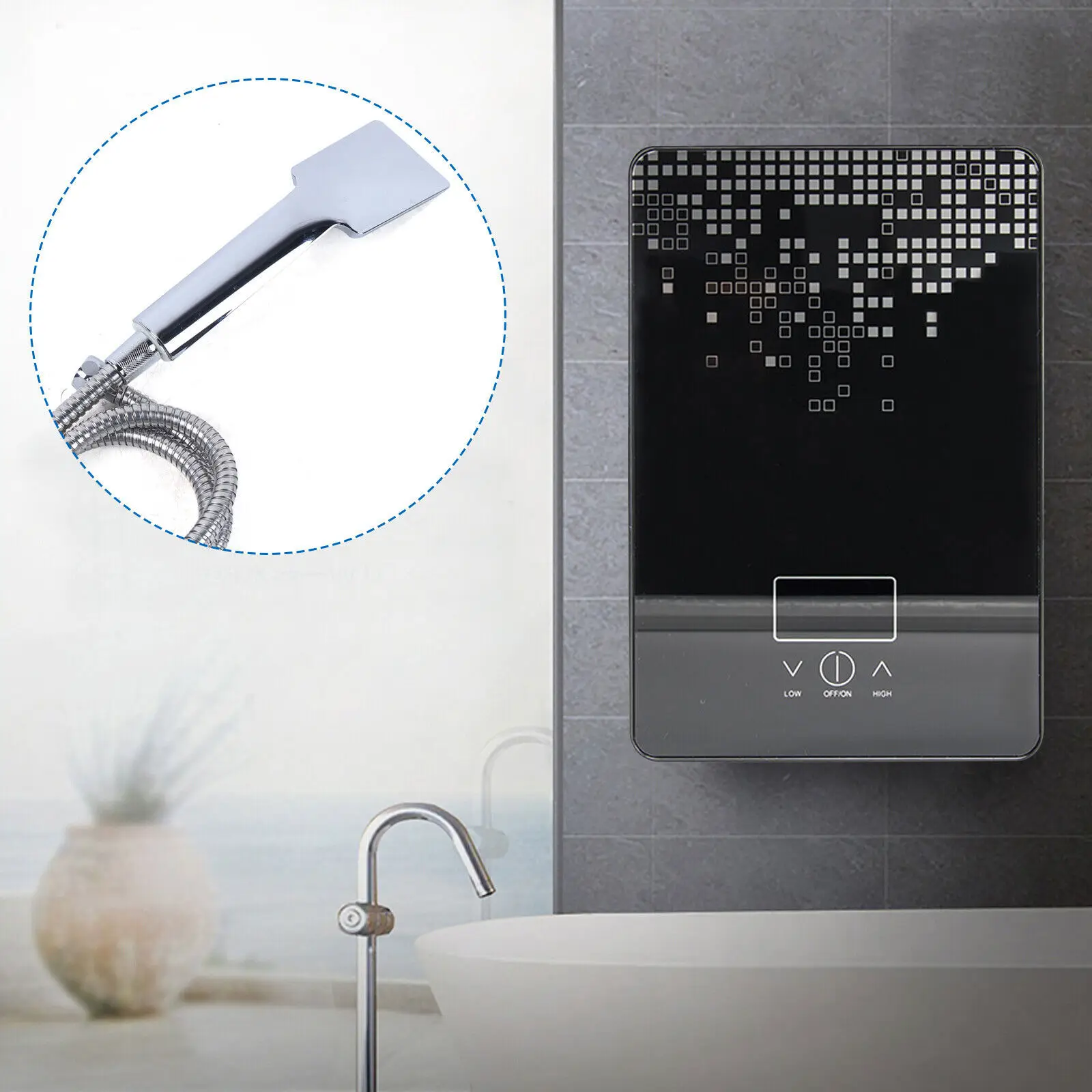Electric Tankless Water Heater, 6500W Calentador de Agua Electrico with LED Display, 220V On Demand Instant Hot Water Heater