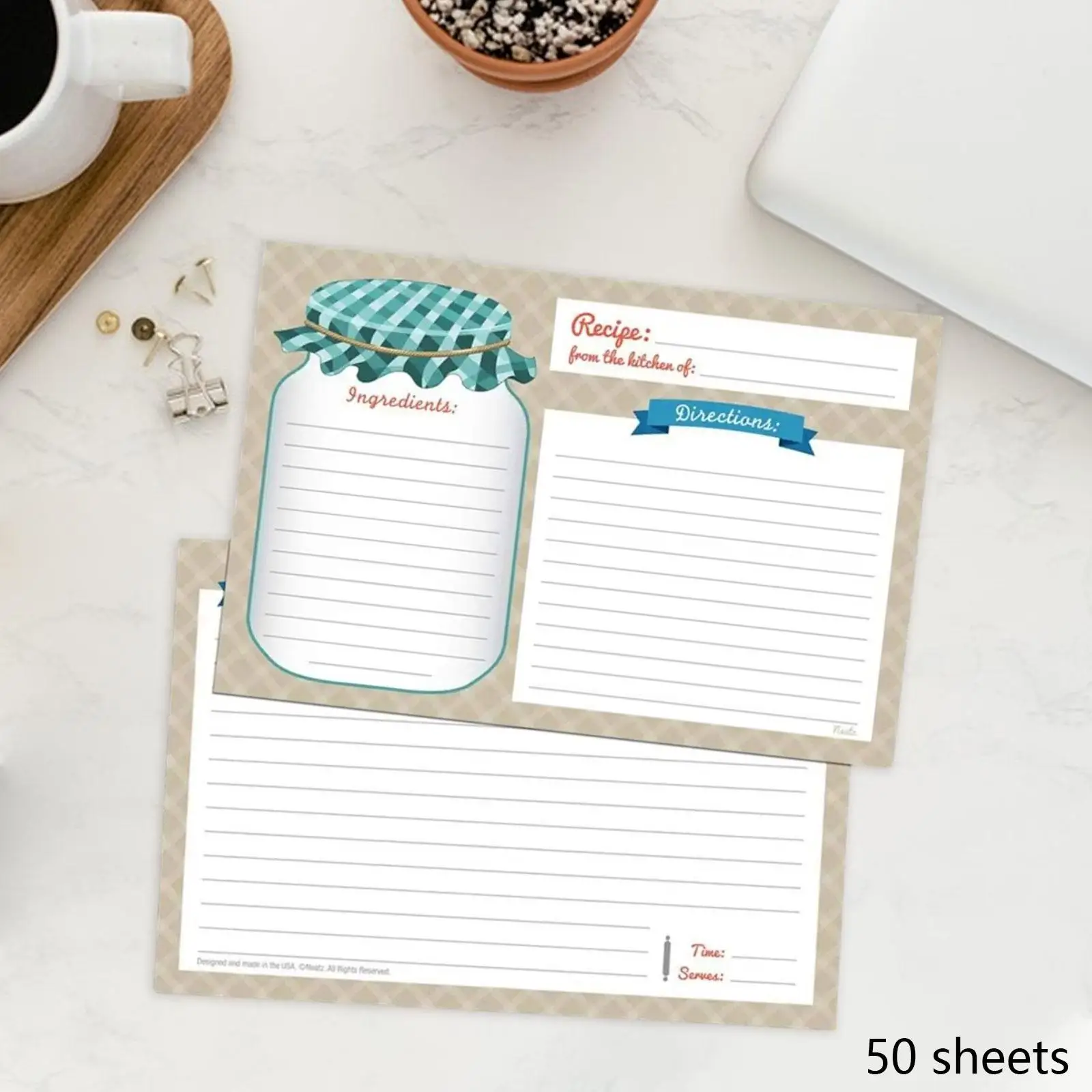 50 Pieces Recipe Cards Portable Cooking Time Recipe Index Cards Notecards Party Mother's Day Anniversary Camping Wedding