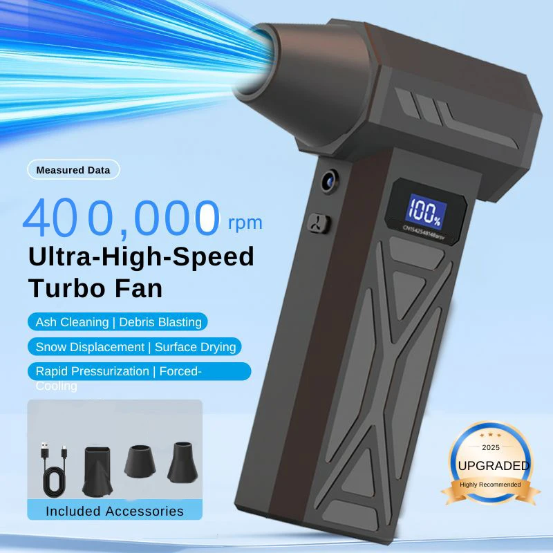 400000 RPM 터보 팬 5노즐 USB-C 차량용 전자제품 바베큐 다용도 에어 블로워 휴대용 강력 에어 먼지 제거기