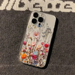 Transparent Floral Phone Case with Flower Design for Redmi 14C 4G (1)