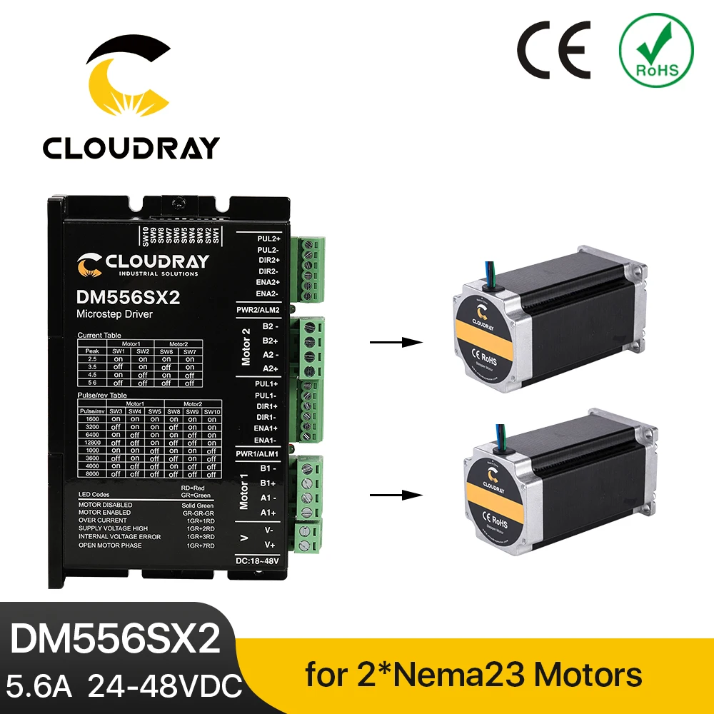 Cloudray-nema Stepper Motor Driver para Máquina de Gravação Controlador Cnc Nema 23 24 Dm556sx2 5.6a 2448v dc Peças