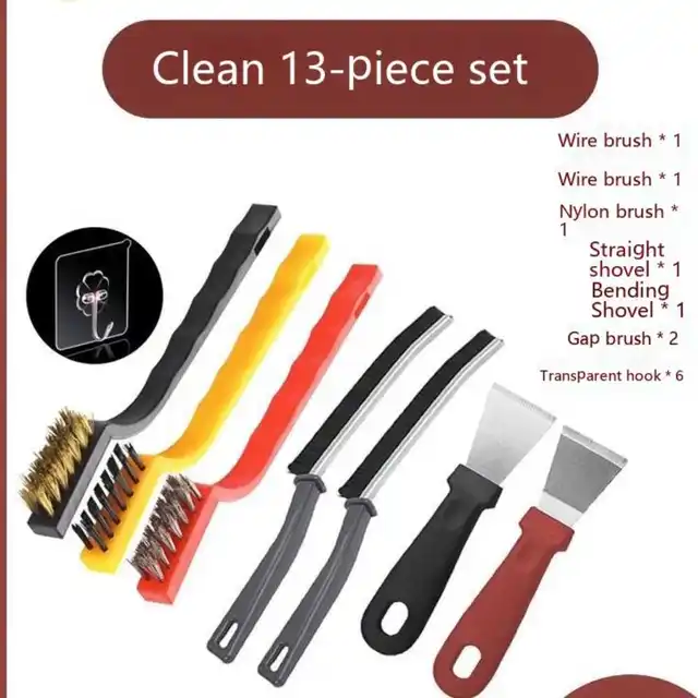 Ensemble de brosses de nettoyage de cuisine 5/8/13, brosse en laiton pour cuisinière à gaz à nettoyage en profondeur, brosses de nettoyage pour petits espaces, fenêtres, salle de bains 1