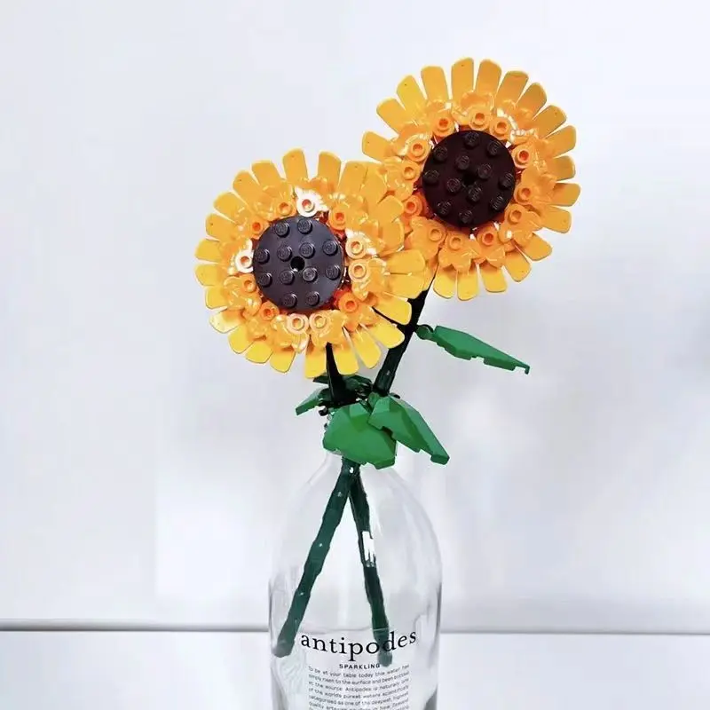 Sunflower Blocks City Creative Plant Desktop Decoration Building Blocks Girls Toys Birthday Gifts MPC Model Classic Bricks 5