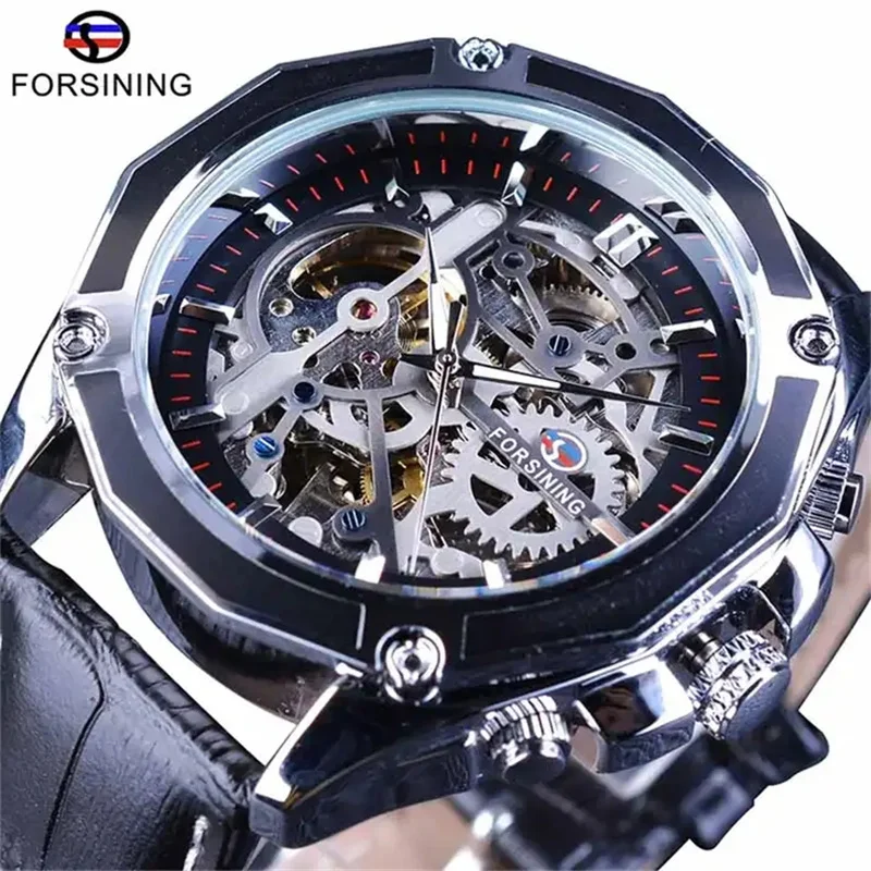 FORSINING 1030L sport Skeleton Automatic Genuine Leather Men Watch reloj para hombre Chinese Factory best sell Recommend