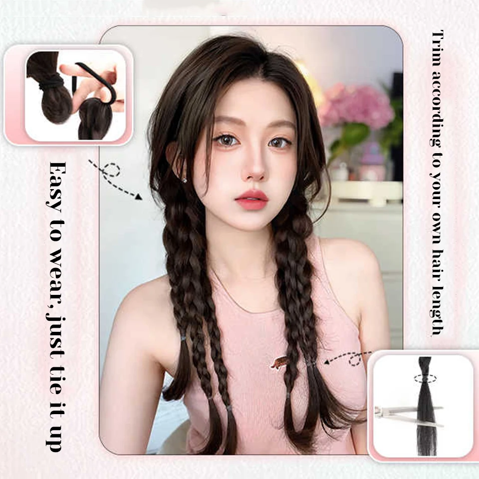 Synthetic Hair Extensions Long Twist Braid Ponytail for Women