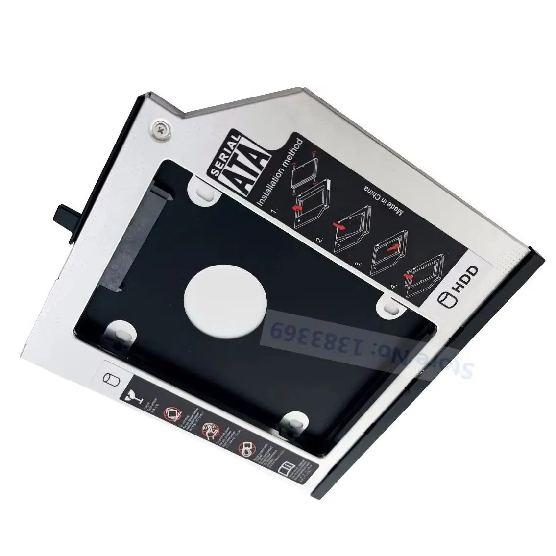 Caddy Per Secondo Disco HDD/SSD 2.5" Per Lenovo IdeaPad Y500, Y500N, Y510P – Con Staffa E Cornice Nera In Alluminio
