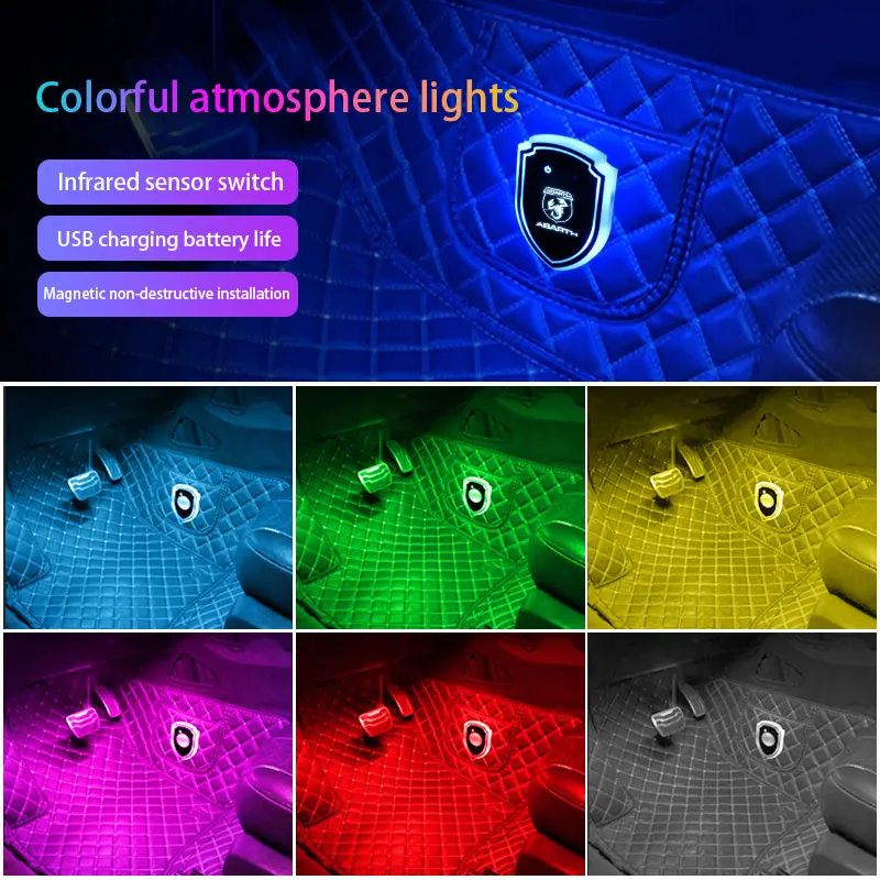 Per Fiat Abarth 595 Abarth 500 Abarth 124 Spider Car Shield Emblem Stickers Con Luce Colorata Dell'Atmosfera