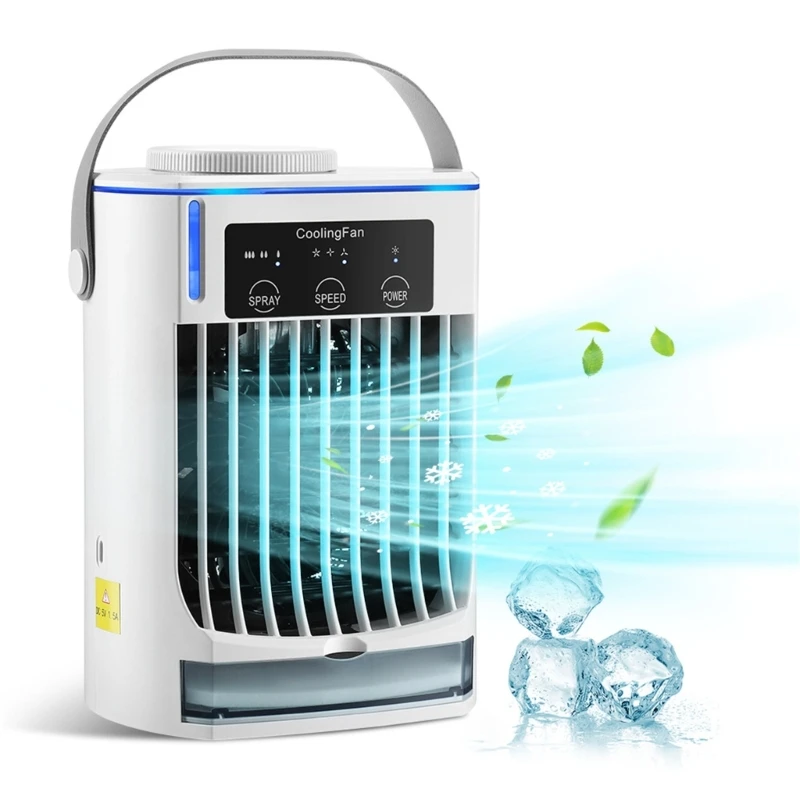 Quiet Evaporative Air Cooler with 500ml Water-Tank Small Desk Fan Portable Mini Air Conditioner for Room Office Camping
