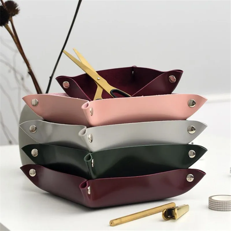 Storage Trays Square Tray for Jewelry Phone Coin Desktop  Box Sundries Bins Table Decoration Key Wallet  Decorative tray 3