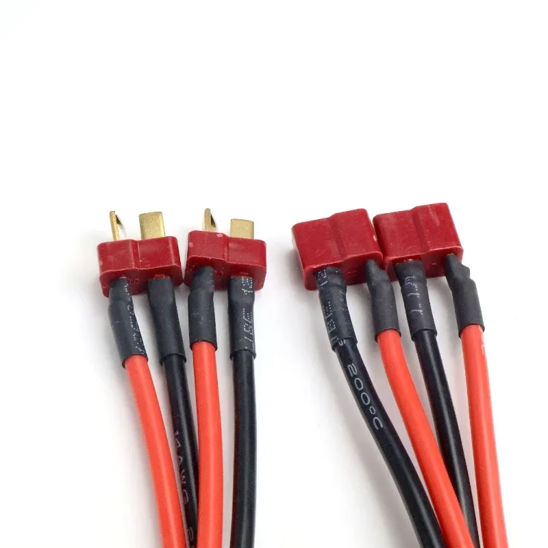 Dual Extension Y Splitter Cable with T Plug Connectors for RC Battery and Motor, 14AWG Silicone Wire