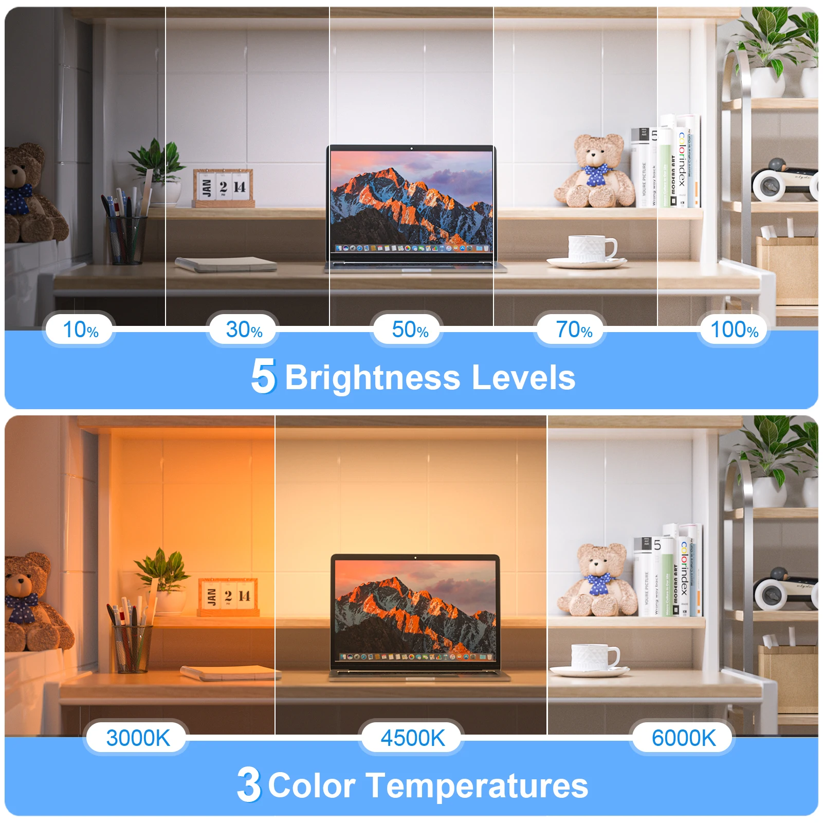5W Dimmable Mirror Lights 3 Colors Adjustable Makeup Light with 120 LED 2500mAh Rechargeable Under Cabinet Led Lights mirror lights makeup mirror lights vanity light makeup lamp