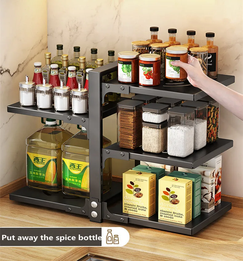 Kitchen Sink Pot Holder Stainless Steel Multi-Layer Frying Pan Rice Cooker Storage Rack Seasoning Bottle Debris Organizer 3