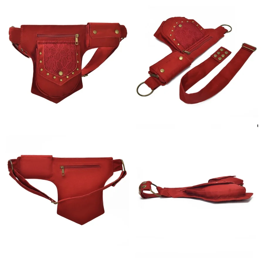 Vintage Hip Bag Bohemian Style Waist Bag Medieval Vikings Pirate Cosplay Costume Chest Bag Unisex Multi-pockets Shoulder Bag 3