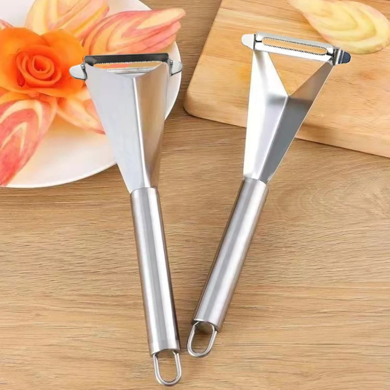 Stainless Steel DIY Platter Decoration Fruit Carving Knife Fruit Artifact Triangle Vegetable Cutter Non-slip Kitchen Gadgets
