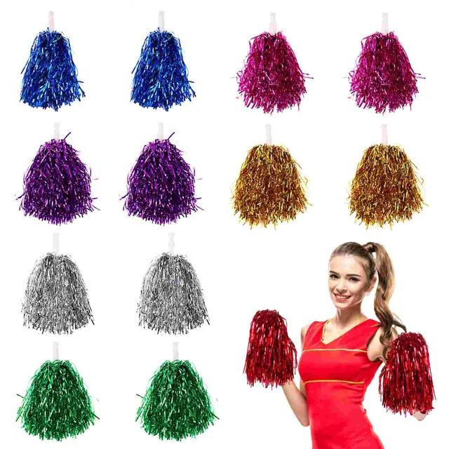 Metallic Pom Poms for Cheerleader, Hot Pink, Metallic Black, Custom Made,  3/4 x 6 - AliExpress