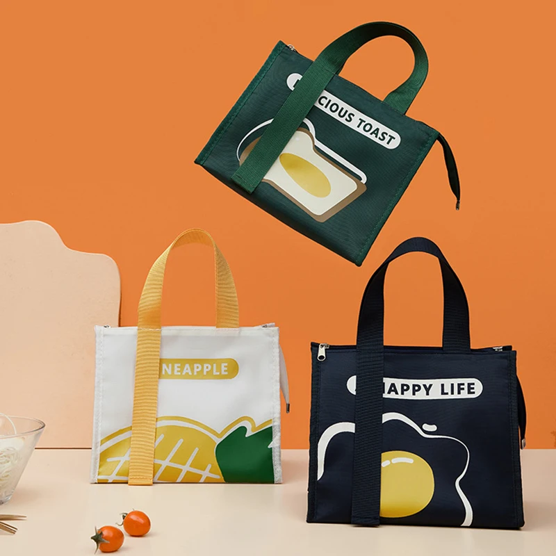 Lunch Bags For Girls Women Insulated Canvas Thermal Snack Storage Picnic Tote Kids Food Carrying Bag