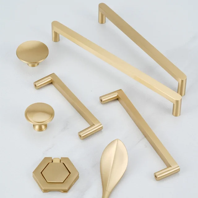 Poignées d'armoire en laiton massif, boutons de tiroir, poignées de placard en or, poignées de porte de garde-robe, poignées de meubles, accessoires de cuisine 1