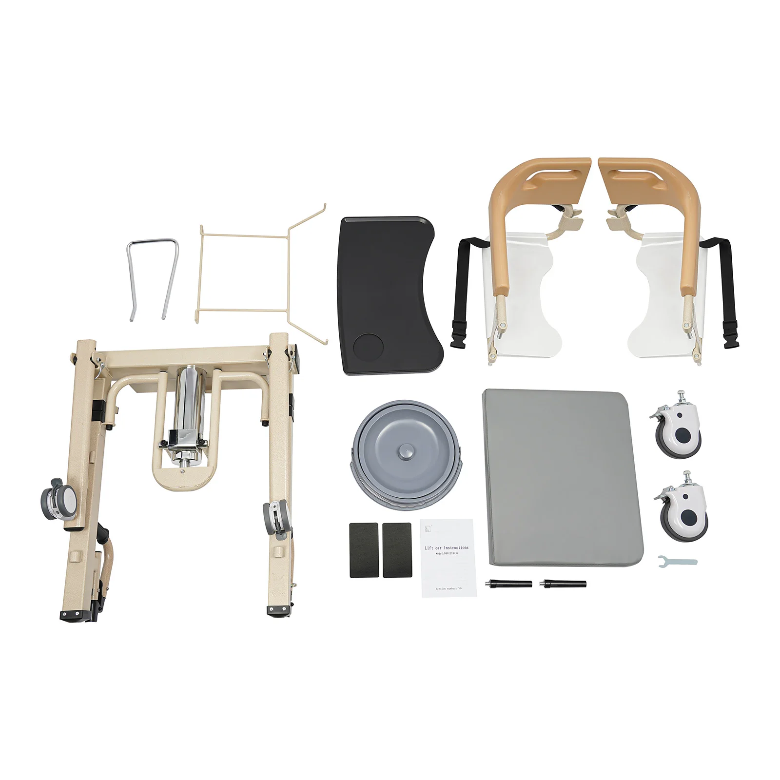 200kg Hydraulischer Patientenlifter für Zuhause 180 ° Tragbarer Transportrollstuhl mit geteilter Rückenlehne und Toilette, 4 bremsbare Universalräder – Detail 9