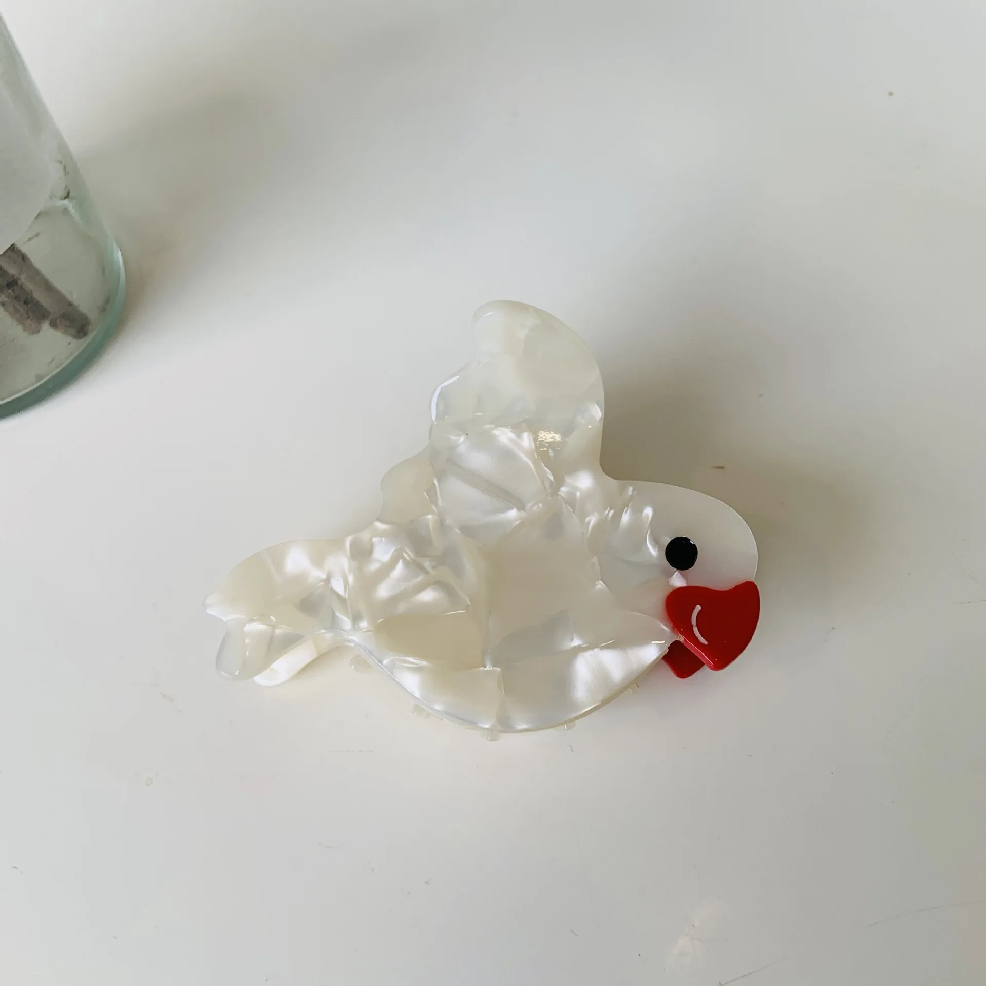 Damen-Clip, Vogel-Acetat-Clip, schwarzer Schwan-Clip, Leopardenmuster, Vogel, Tier, Papagei, Haar-Accessoires, einfache, lustige Hai-Clip-Mode_voghion.com