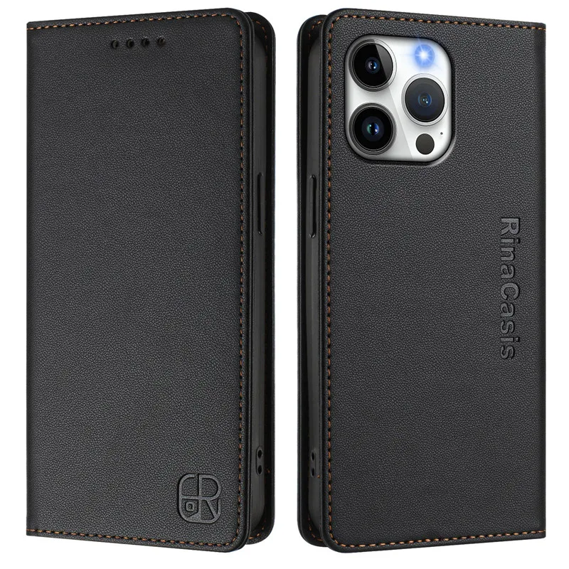 Luxury Anti-Theft Leather Flip Wallet Phone Case with Magnetic Closure