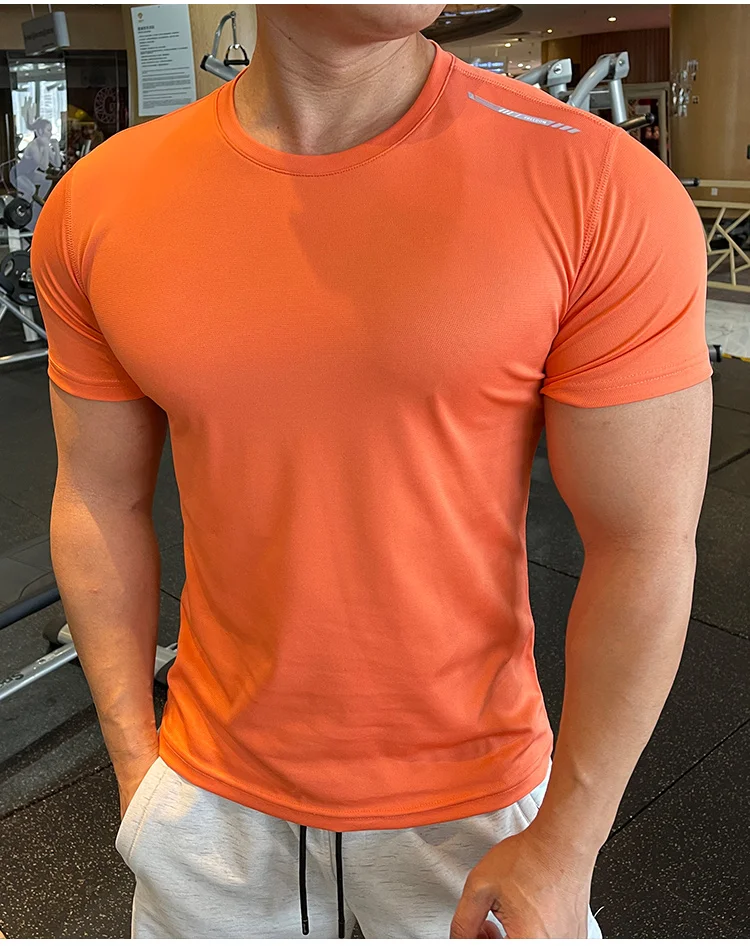 Round Collar Spandex Men's Sports & Fitness T Shirt Men's Fitness