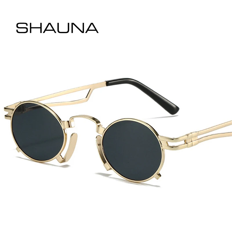 SHAUNA Retro Kleine Ovale Sonnenbrille Frauen Mode Unregelmäßigen Metall Rahmen Männer Punk Shades UV400 Rot Gelb Sonnenbrille