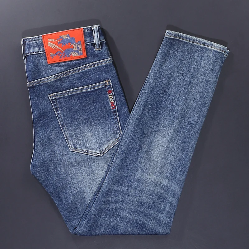 Fashionable New Jeans Elastic Slim Fit Retro Blue Versatile Jeans Latest Designer Brand Pants