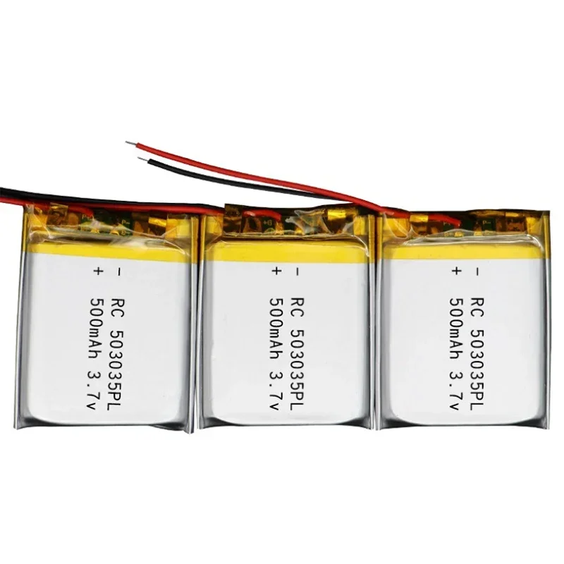 Rechargeable Lithium Batteries 503035 Polymer Battery 3.7V 500mAh Lithium 3Volt Li Po Ion Lipo Rechargeable Batteries for Dvd GPS Navigation