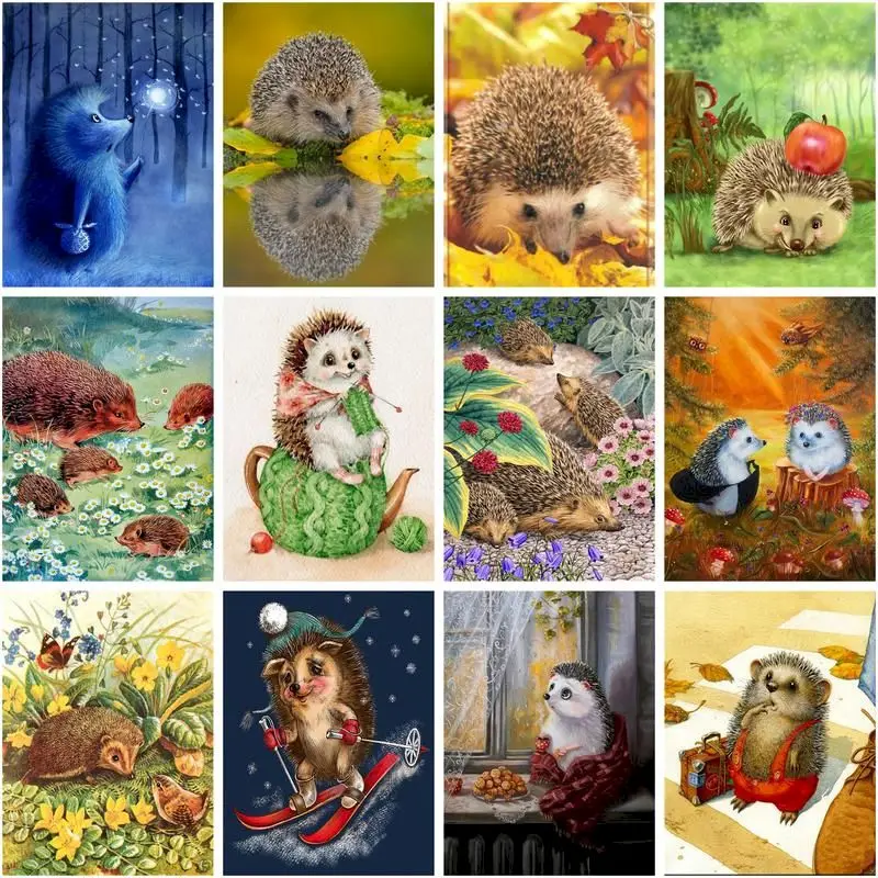 

CHENISTORY Classic Lovely Hedgehog Picture By Numbers Crafts Paintings On Number Animals Paint For Painting Painting Decor