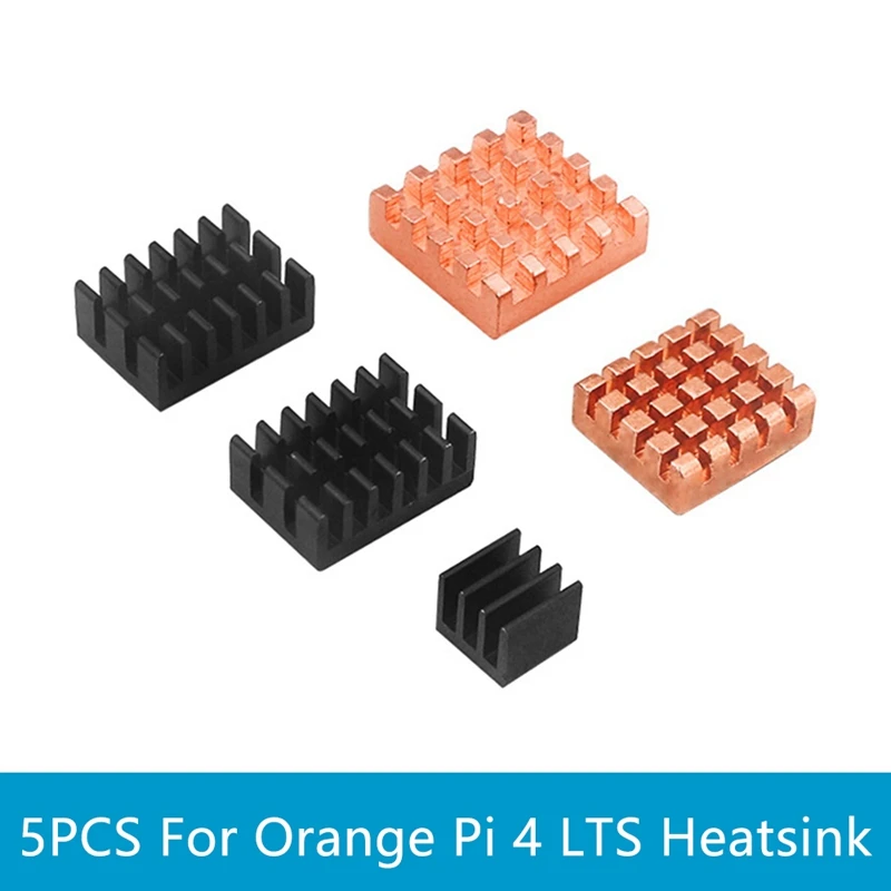 

5Pcs Radiator Aluminum Fin For Orange Pi 4 LTS Heatsink With Thermal Adhesive Pasted Cooler Heat Dissipation