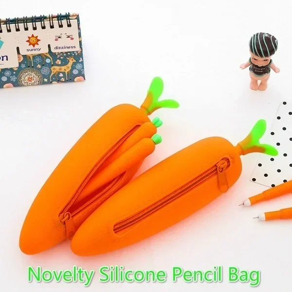 Silicone Carrot Pencil Case – Adorable Cute Plushies