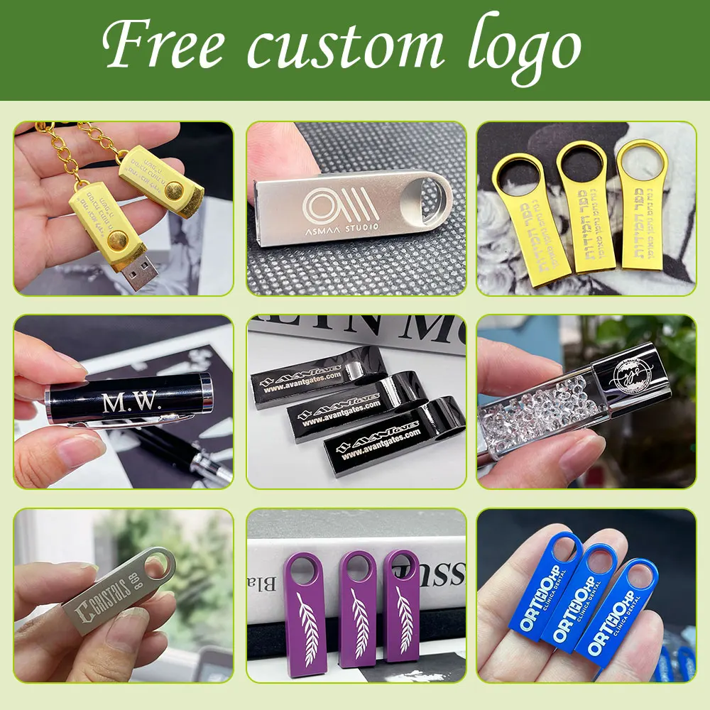 100개 USB 플래시 드라이브 128GB 64GB 도매 메모리 스틱 32G 16G 무료 맞춤형 로고 펜 드라이브 8G 무료 체인 USB 스틱 4G 2GB 금속