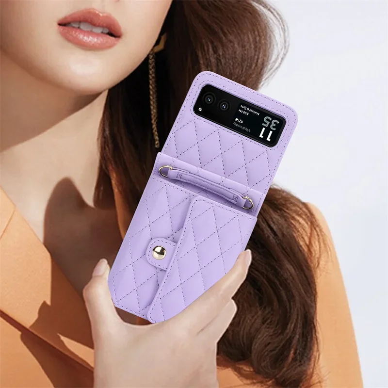 Für Motorola Razr 40 Hülle PU Leder Crossbody Lanyard Halter Magnetverschluss Brieftasche Telefonhülle für Motorola Moto Razr 40 Ultra_voghion.com