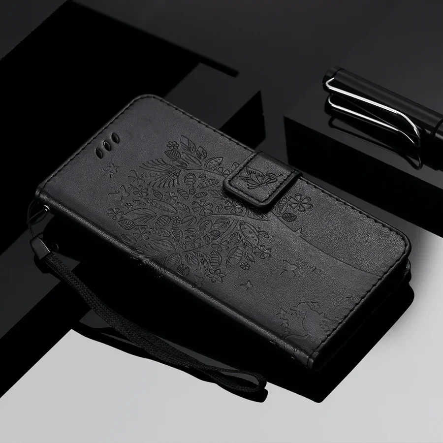 Elegant Tree Embossed Leather Flip Wallet Case