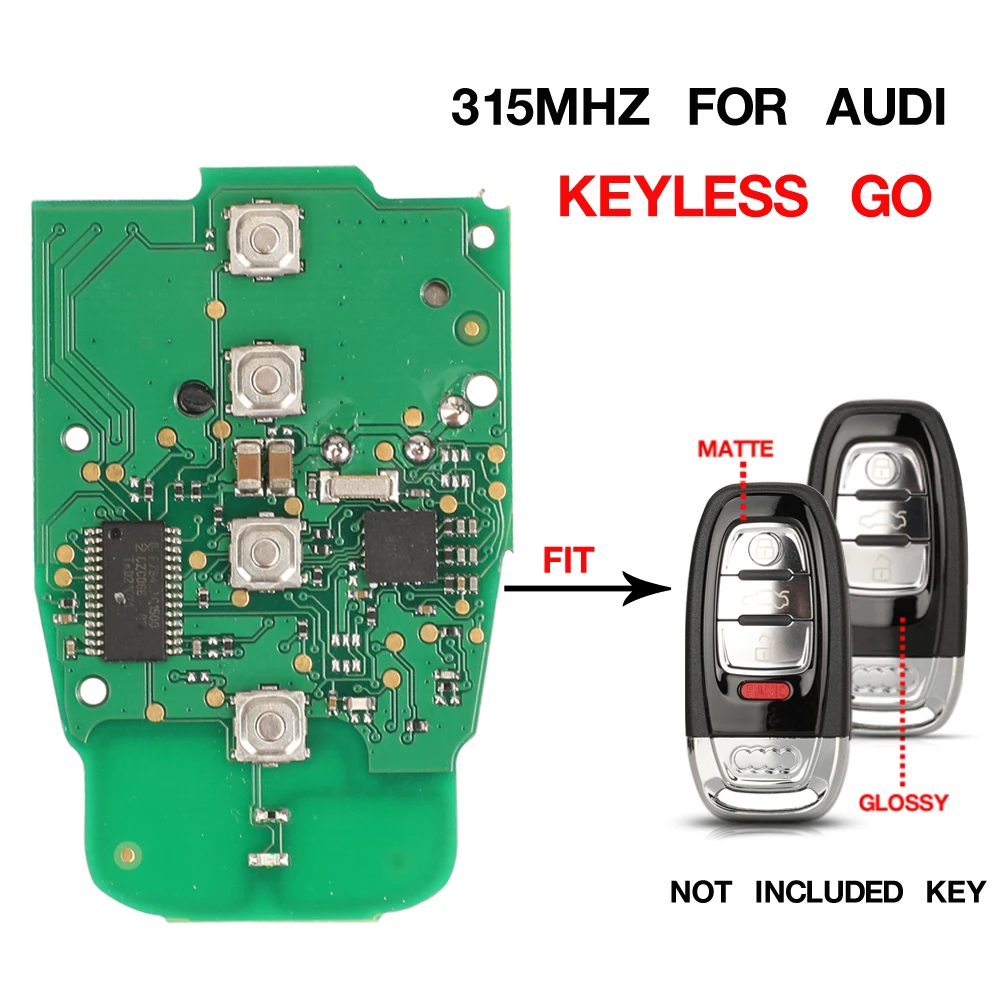 

jingyuqin Smart Remote Key Circuit Board Keyless go 3/4 BTN 315/868MHZ 8T0 959 754J For Audi Q5 A4L A5 A6 A7 A8 RS4 RS5 S4 S5