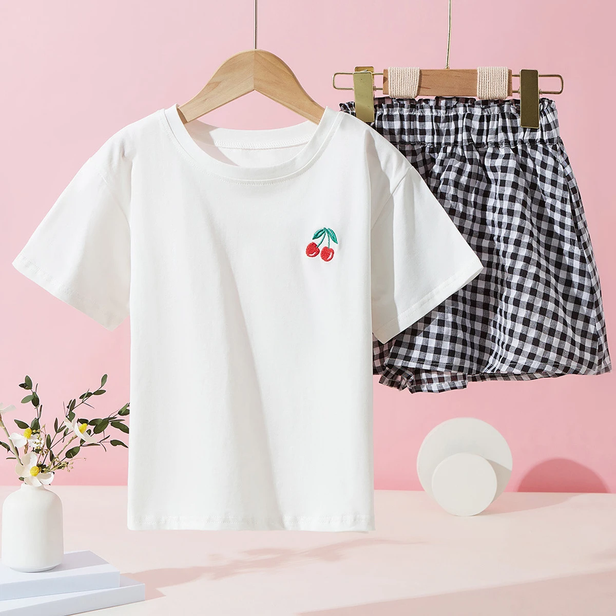 

Kids Plaid Suit for Girls Sets Summer School Outfits Teenagers Short Sleeve Shirt & Skirt Baby Party Costumes 4 6 8 10 12 Years